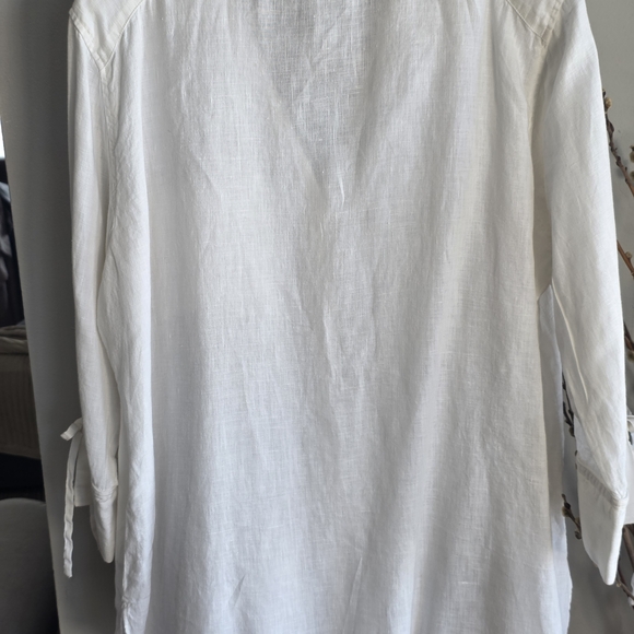 Zara White Button-Down Linen-Blend Shirt - Picture 3 of 6
